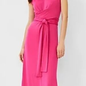 Ann Taylor PINK Tie Front Rushing Knit Dress Batwing MP